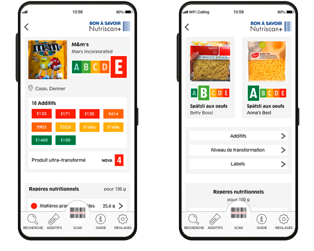App NutriScan screens
