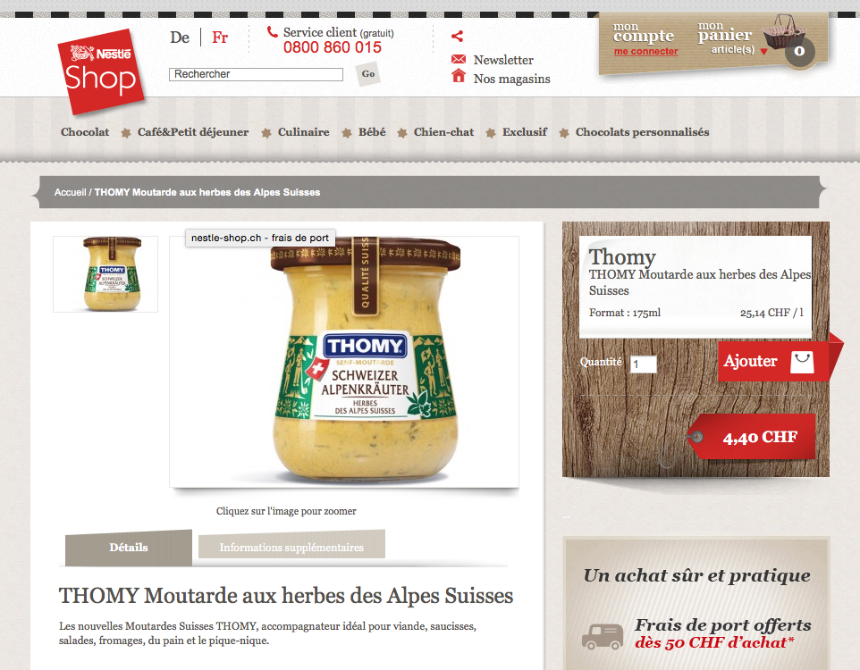 Nestlé-Shop vend ses produits plus chers que Coop et Migros